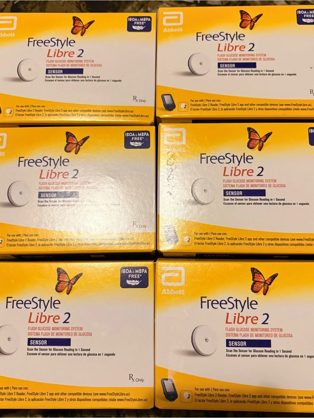 FreeStyle Libre 2 lot of 6- Yellow/White